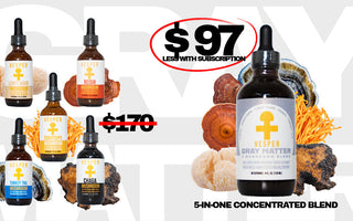 Gray Matter 5 mushroom complex blend by Vesper Mushrooms — Lion's Mane, Reishi, Chaga, Turkey Tail, Cordyceps