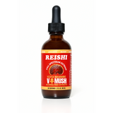 Bottle of V+Mush Reishi full spectrum extract on a white background