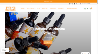 shot of vesper mushrooms site