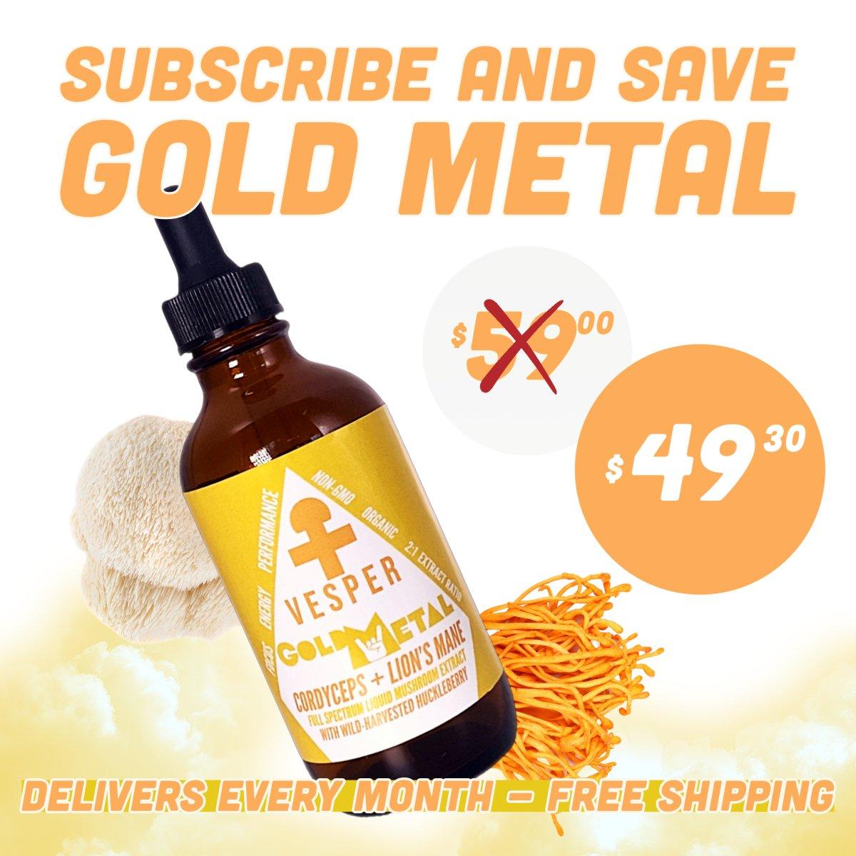 Gold Metal - Cordyceps and Lion's Mane Blend - (4oz./120ML) - VESPER MUSHROOMSMushroom Extract BlendsVESPER MUSHROOMS