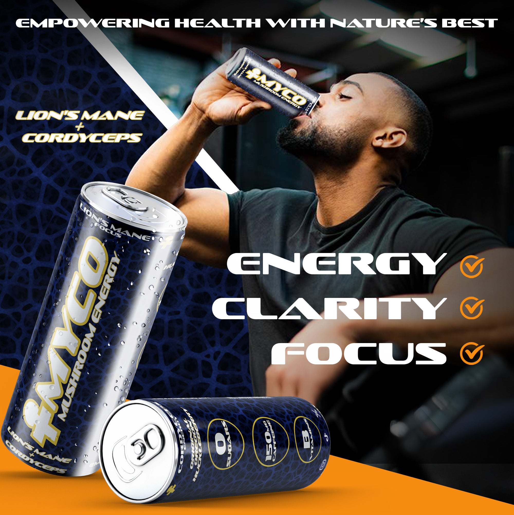 myco energy, lions mane energy drink, cordyceps energy drink, energy drink for focus, healthy energy drink