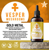 gold metal, mental clarity, cordyceps and lion's mane, functional fungi, liquid mushrooms for focus, mushrooms for energy