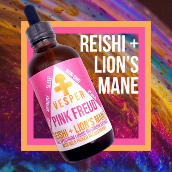 Pink Freud - Reishi and Lion's Mane Liquid Double Extract with Wild Huckleberries 4oz./120ML - VESPER MUSHROOMSMushroom Extract Blendsvespermushrooms