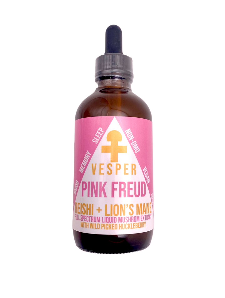 Pink Freud - Reishi and Lion's Mane Liquid Double Extract with Wild Huckleberries 4oz./120ML